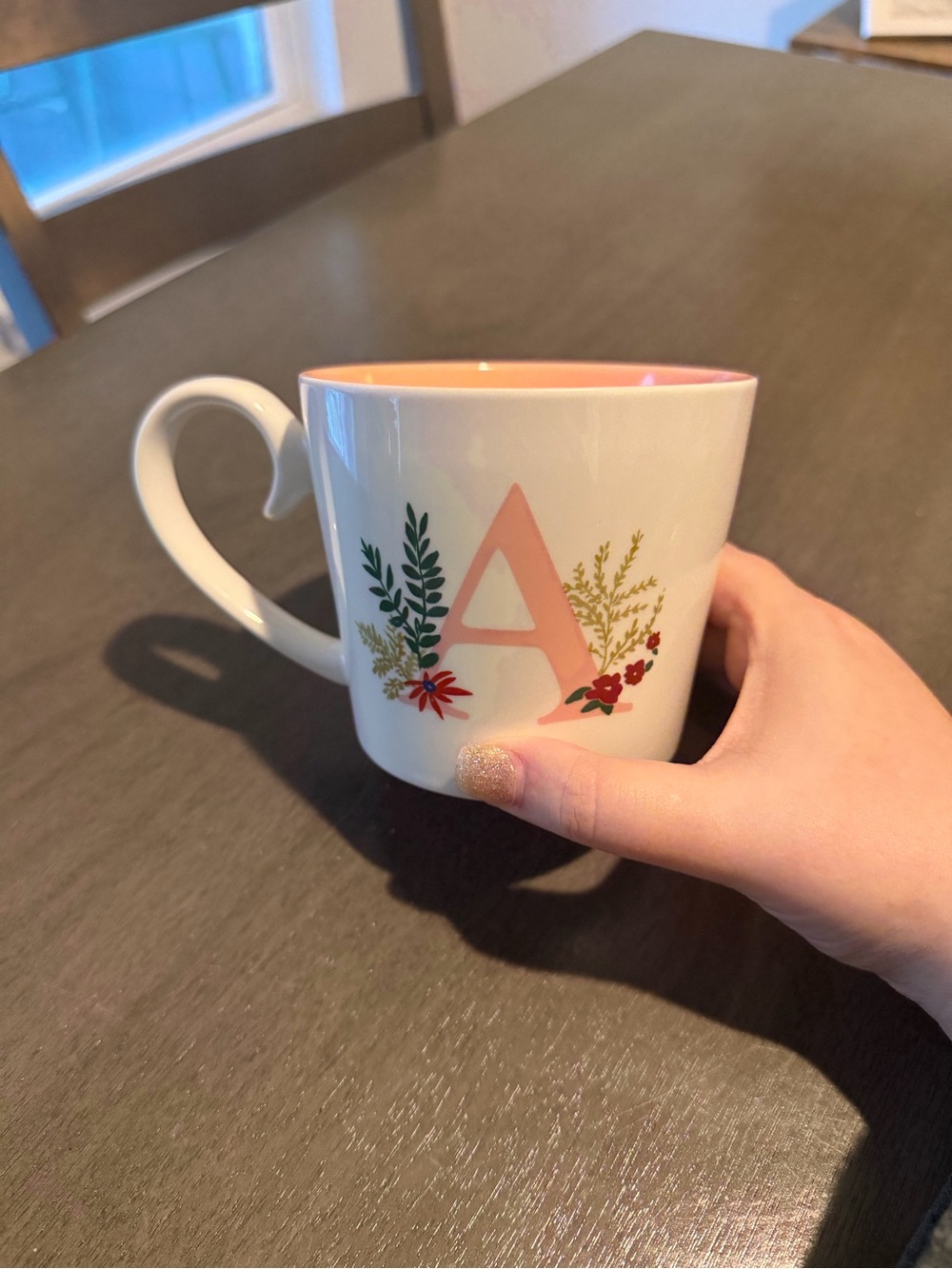 Target Pink and White Floral Monogram 'A' Ceramic Mug